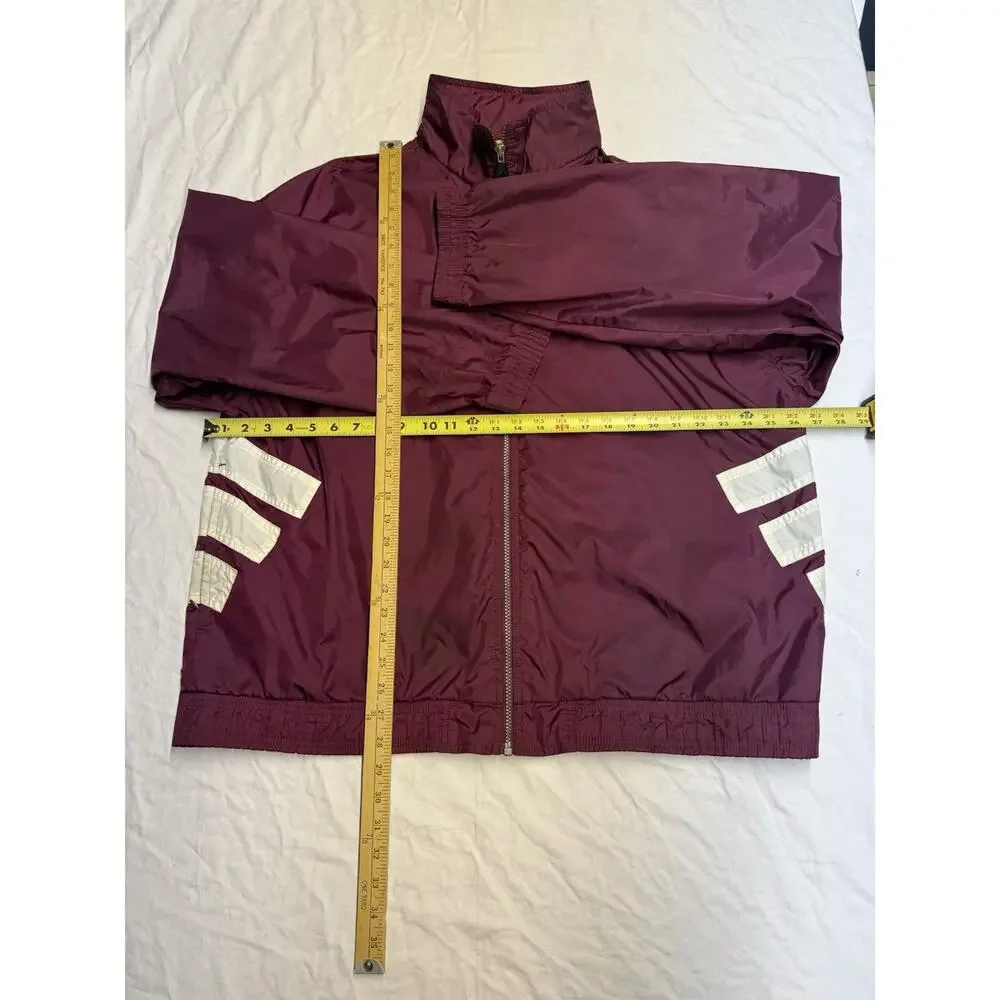 Vintage Adidas  windbreaker jacket 3 Stripes  Full Zipper Mens Size XL Purple - Picture 13 of 16